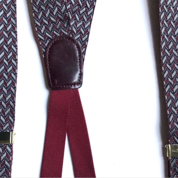 Cole Haan suspenders braces, Burgundy fabric, brass tabs England 🏴󠁧󠁢󠁥󠁮󠁧󠁿 - Picture 4 of 6